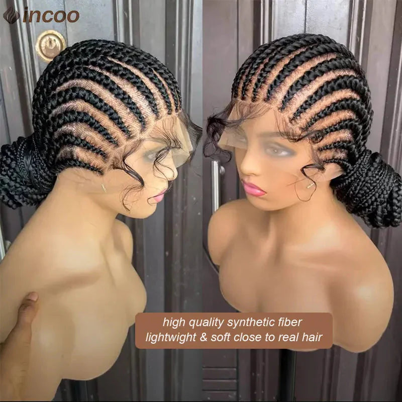 36" Twist Braided Wig | Cornrows & Goddess Braids | Full Lace Frontal | Baby Hair