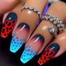 Long nail art patches with purple polka dots and a shiny, fashionable, individual and high-end feel. Detachable 24-piece nail ar