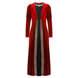 Girls Velvet Medieval Princess Dress Long Sleeve Renaissance Retro Robe Ancient Roman Long Dress for Halloween Carnival Party