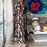 Vestido largo de otoño/invierno con estampado bohemio, manga larga y vuelo amplio, estilo europeo y americano.