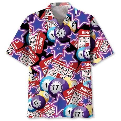 Full Print Mens Retro Bingo Game Hawaiian Shirt New In Summer Short Sleeve Button Up Beach Blouse Casual Men's Aloha Shirt Tops - Lootquake
