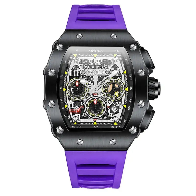 Fashion Men's Watch ONOLA Unique Design Multi-functional Automatic Mechanical Watches Men's Tape Waterproof Wristwatch - Lootquake