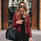New Vintage Women PU Leather Bomber Jacket Fashion Casual Autumn Winter Zipper Windbreaker Streetwear Female Blazer Y2K Clothes - Lootquake