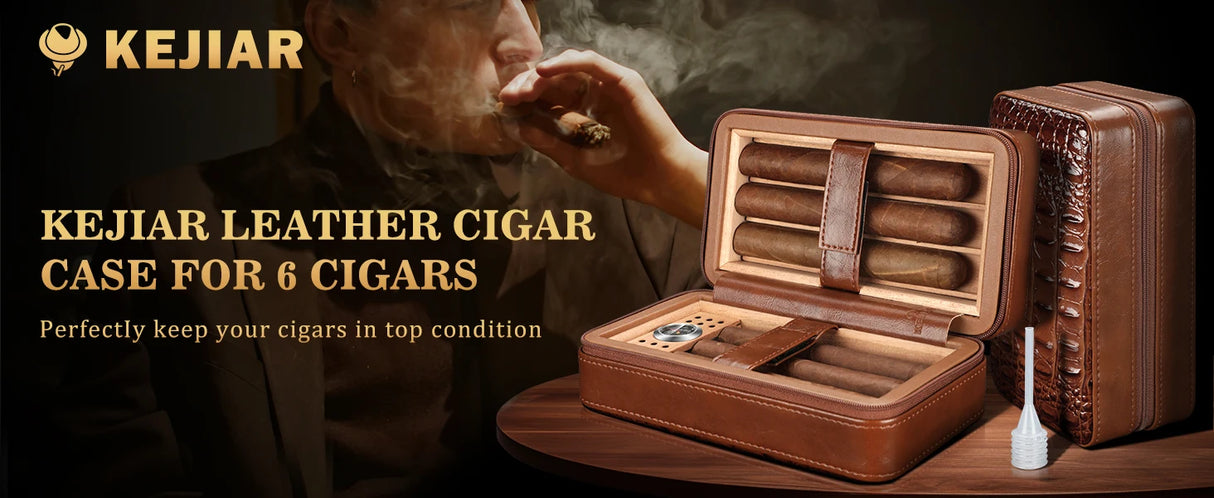Cedar Wood Cigar Humidor Box with Humidifier and Hygrometer, Travel Cigar Case with Gift Box,Cigar Humidifier Box Holds 6 Cigars