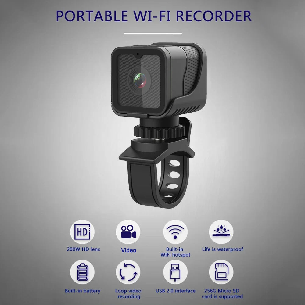 1080P High-definition Portable Sports Mini Camera with Hotspot WiFi Outdoor Bicycle Recorder Mini Network Waterproof Camera