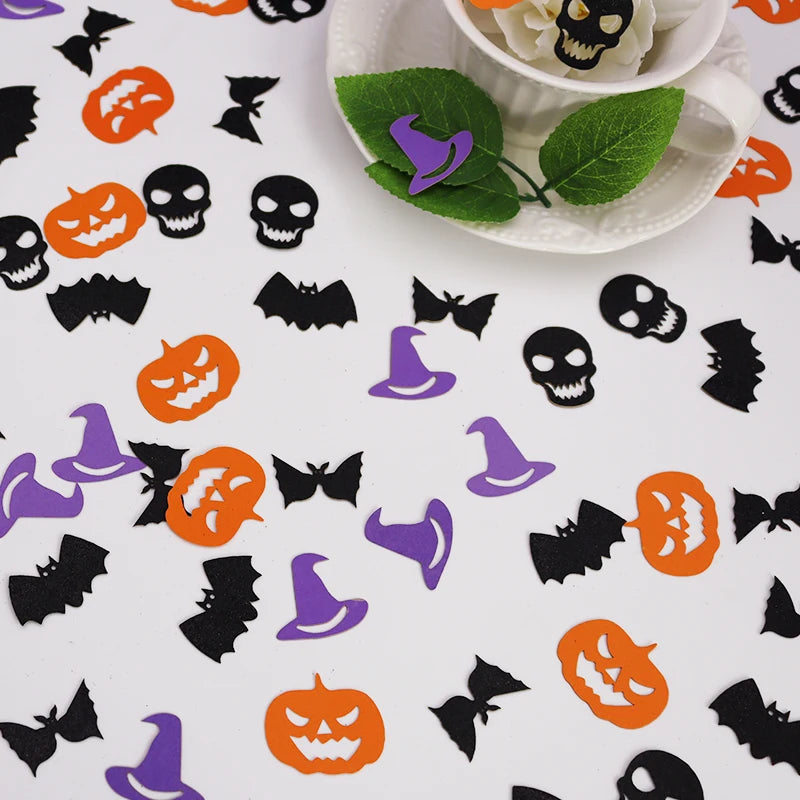 100 pieces Halloween party theme decoration supplies, Halloween confetti for decoration items on the table, Halloween table set
