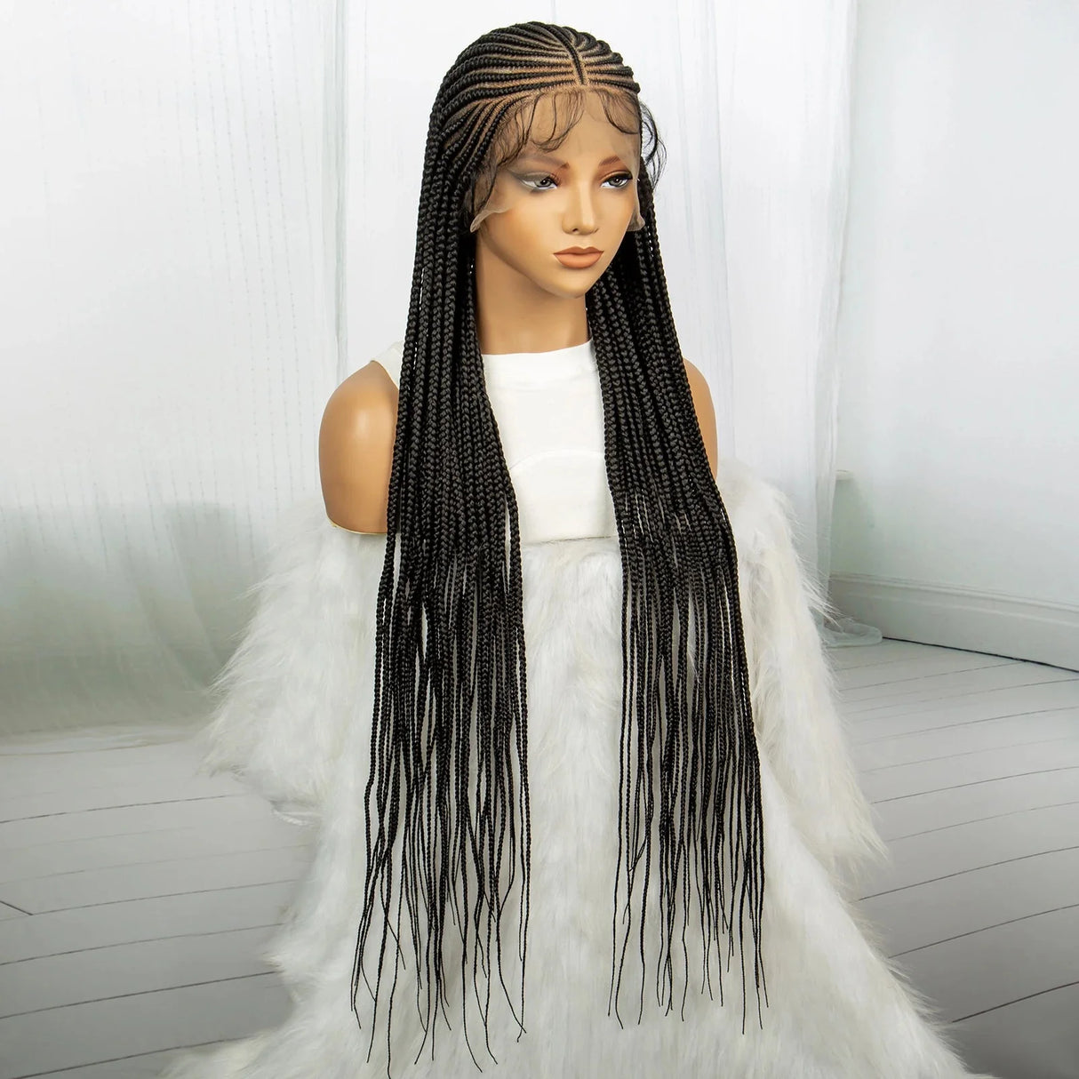 36" Knotless Cornrow Braided Wig | Full Lace | Box Braids | Synthetic Braiding Hair | Black Women