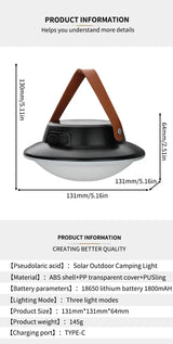 Solar High Power LED Camping Light 3 Modes Rechargeable Portable Lanterns Outdoor Emergency BBQ Waterproof Tent Lighting Lamp - Lootquake