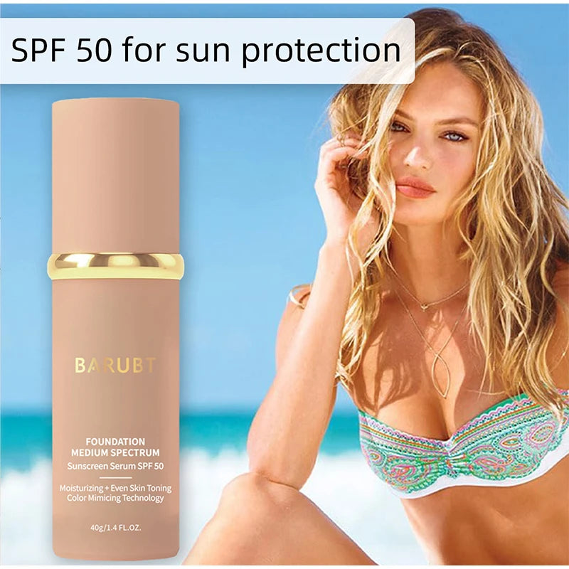 Fond de teint bionique 4 en 1, anti-cernes liquide, hydratant, couvrance totale, longue tenue, waterproof, spectre SPF50+, imite les couleurs
