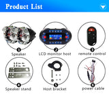 Altavoz Bluetooth para motocicleta con amplificador de salida de 2,1 A, reproductor de música MP3, sirena de alarma antirrobo, altavoz estéreo USB, radio FM MT730