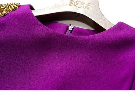 Long Dress Summer 2022 new purple nail drill elegant temperament close waist fish tail evening dress - Lootquake
