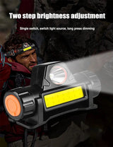 USB Rechargeable Portable Mini Powerful LED Headlamp XPE+COB Hunting Headlight Waterproof Head Torch with Tail Magnetic - Lootquake