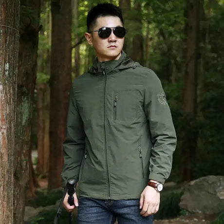 Outdoor Waterproof Jacket Men Breathable Quick Dry Hooded Jacket Coat Windbreaker Jacket Men Multi-Pockets Summer Windbreaker - Lootquake
