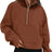 Womens Sweatshirts Half Zip Cropped Pullover Fleece Quarter Zipper Hoodies Fall outfits Clothes Thumb Hole - Lootquake
