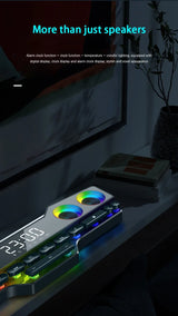 Barre de son sans fil Bluetooth pour jeux vidéo, USB, stéréo 3D, caisson de basses, FM, horloge, barre de son intérieure, haut-parleur pour ordinateur, offre spéciale