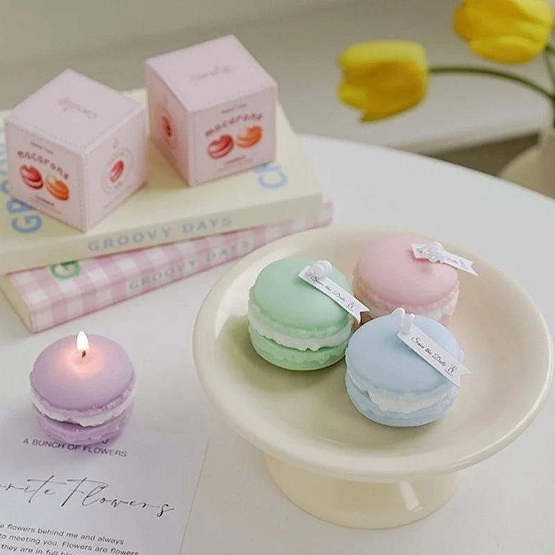 Velas de aromaterapia con diseño creativo de macarrones (2025), colección de fragancias para el hogar, adornos decorativos, regalos de Navidad y cumpleaños.