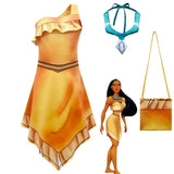 2025halloween Costume de Cosplay Pocahontased pour filles, robe princesse Matoaka, vêtements indiens de plage d'été, perruque