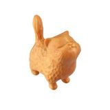 Cat Ornament Hand-carved Wooden Cat Statue Cute Tiny Cat Sculpture Cartoon Exquisite Animal Figurine Home