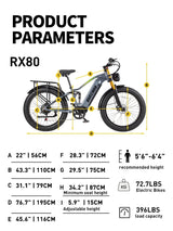 Bicicleta eléctrica de montaña Burchda RX80 de 1000 W y 50 km/h, batería de litio de 48 V y 20 Ah, de 26 pulgadas, para adultos.