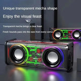 Altavoces duales Bluetooth 5.0 inalámbricos RGB1800mAh Altavoces mecánicos transparentes Efecto de luz Altavoz Subwoofer de graves Mini altavoz