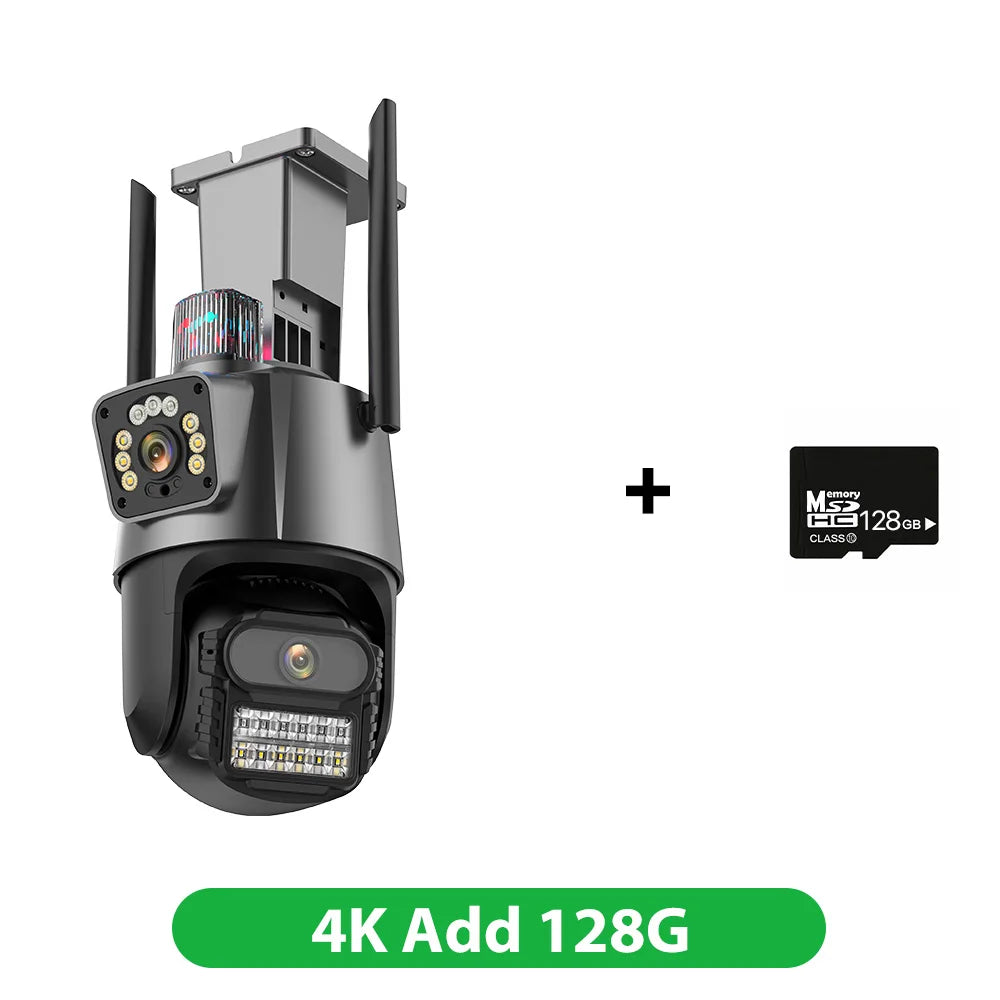 Cámara IP WIFI 8K con zoom 8X, cuatro lentes y cuatro pantallas, detección humana, 4K, 8MP, IP HD, doble pantalla, seguridad, impermeable, iCsee