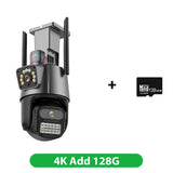 Cámara IP WIFI 8K con zoom 8X, cuatro lentes y cuatro pantallas, detección humana, 4K, 8MP, IP HD, doble pantalla, seguridad, impermeable, iCsee