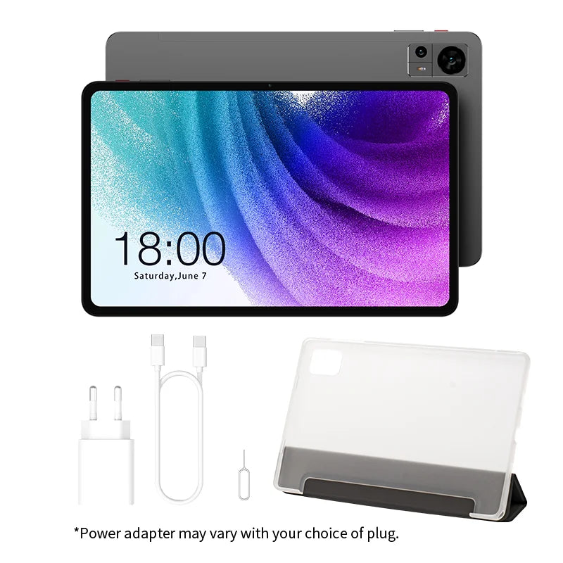 Tablette Odea S11, 11 pouces, TDDI, 8 000 mAh, Android 14 (6 Go + 10 Go d'extension), 16 Go de RAM, 256 Go de ROM, IPS 1920 x 1200, Unisoc T606, 8 cœurs, Mali-G57, 4G LTE, Wi-Fi, GPS, 2 emplacements SIM + 1 emplacement TF, Widevine L1 pour Netflix