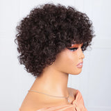 Afro Kinky Curly Wig | Short Full Machine Made Remy Human Hair (Glueless "Wear to Go")