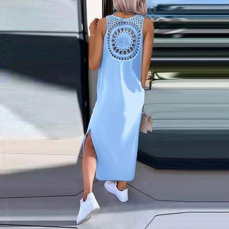 Womens Summer Dress Long Dress Casual Loose Maxi Dresses Beach Outfit 2024 Resort Women Summer Dress Sleeveless Large Nightshirt - Lootquake