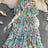 Summer New Off Shoulder  Wrap Waist to Show Thin A-line Fragmented Cake Dress Women's Beach Vacation Chiffon Long Dress GD820 - Lootquake