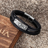 MKENDN Viking Style Compass Norse Runes Amulet Men MultiLayer Leather Stainless Steel Bracelet Norse Mythology Jewelry - Lootquake