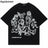 2024 Harajuku Cartoon Girl Cat Japanese Kanji Graphic T Shirt Streetwear Oversized Men T-Shirt Hip Hop Women Short Sleeve Tops - Lootquake