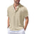 New Mens Henley Short Sleeve Casual Shirt Summer Cotton Shirts Beach Shirts Banded Collar Tshirts lightweight Shirts with Pocket - Lootquake