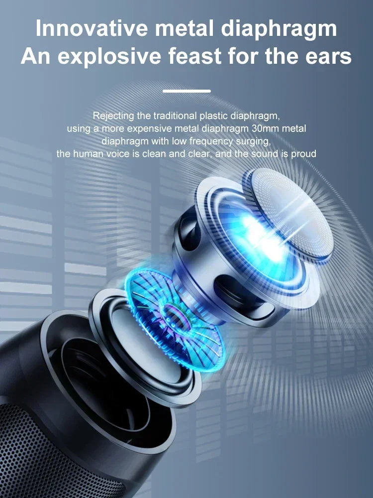 Altavoz Bluetooth con doble altavoz estéreo para exteriores, reproducción TFSB, transmisión de voz FM, subwoofer portátil, altavoz inalámbrico 5.0