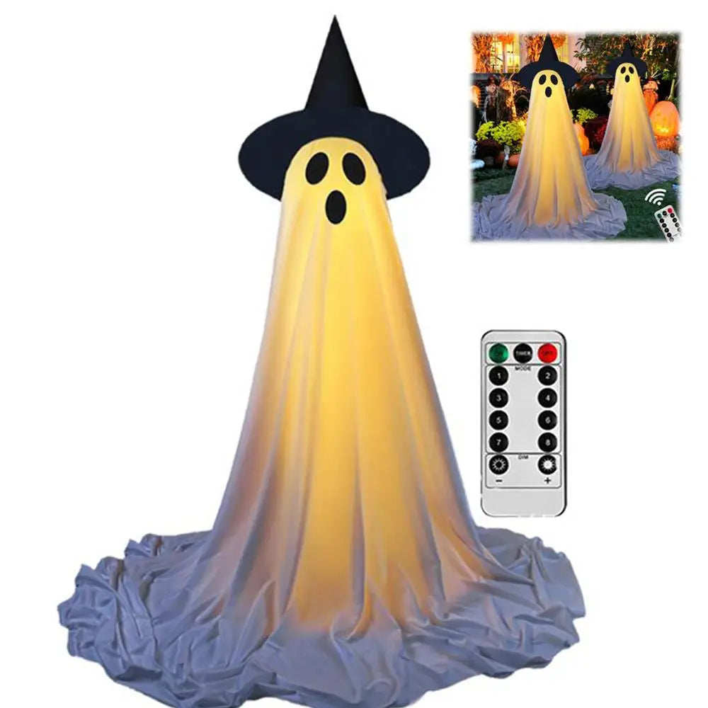 Lighted Spooky Ghost Decor Scary Standing Ghost with LED String Lights Home Porch Garden Yard Lawn Party Halloween Decorations