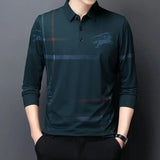 Polos de negocios formales estampados para hombre, sudaderas holgadas de corte regular, ropa de calle de algodón, tendencias de moda 2024 a granel