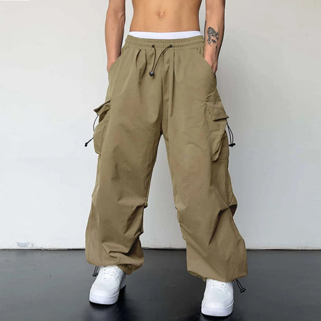 Harajuku Oversized Cargo Parachute Pants Men Streetwear Vintage Y2k Hip Hop Wide Leg Joggers Baggy Casual Sweatpants Techwear - Lootquake