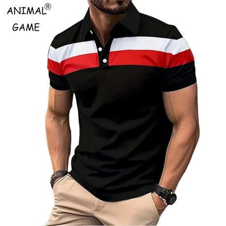 Summer Men's Short Sleeve Polo Shirts Splice Breathable Lightweight T Shirts Mens Outdoor Sweatwear Turn Down Mens Shirts - Lootquake