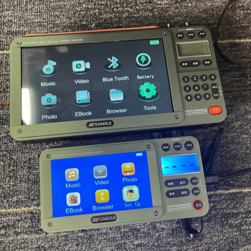 Enceintes Bluetooth sans fil SANSUI, radio pleine bande, lecteur vidéo LED HD, baladeur MP4 portable, batterie rechargeable intégrée