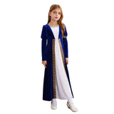 Girls Velvet Medieval Princess Dress Long Sleeve Renaissance Retro Robe Ancient Roman Long Dress for Halloween Carnival Party