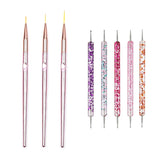 5/20Pcs Nail Art Brush Design Tip Painting Drawing Carving Dotting Pen FlatFan Liner Acrylic Gel UV Polish Manicure Tools
