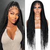 36" Double Lace Front Box Braided Wig | Cornrow Twist | Baby Hair | Synthetic Braids for Black Women