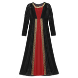 Girls Velvet Medieval Princess Dress Long Sleeve Renaissance Retro Robe Ancient Roman Long Dress for Halloween Carnival Party - Lootquake