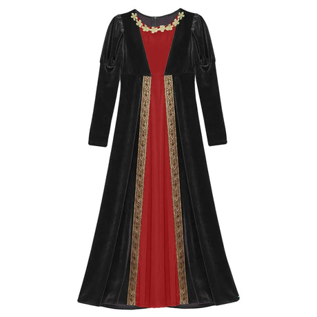 Girls Velvet Medieval Princess Dress Long Sleeve Renaissance Retro Robe Ancient Roman Long Dress for Halloween Carnival Party - Lootquake