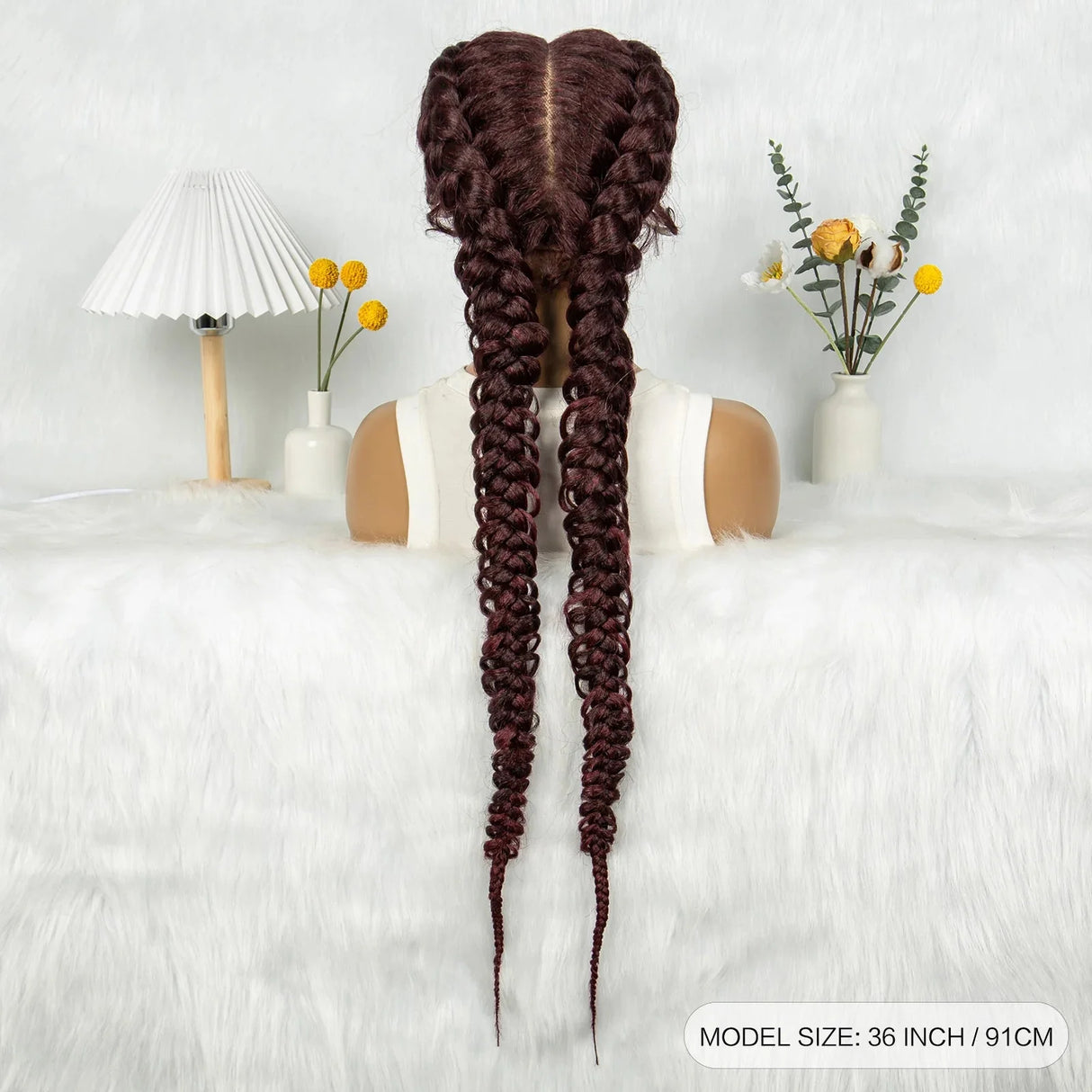 36" Twisted Braids Lace Front Wig | 13x1 | Senegalese Twist | Baby Hair | Handmade Synthetic Braids