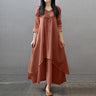 Women Elegant Linen White Dresses Bohemia Layering Vintage Robe Long Sleeve Loose Long Dress Female Autumn Vestidos - Lootquake
