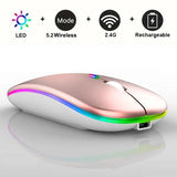 Souris de jeu sans fil, rétroéclairée, compatible USB, rechargeable, RVB, silencieuse, ergonomique, pour ordinateur portable et PC