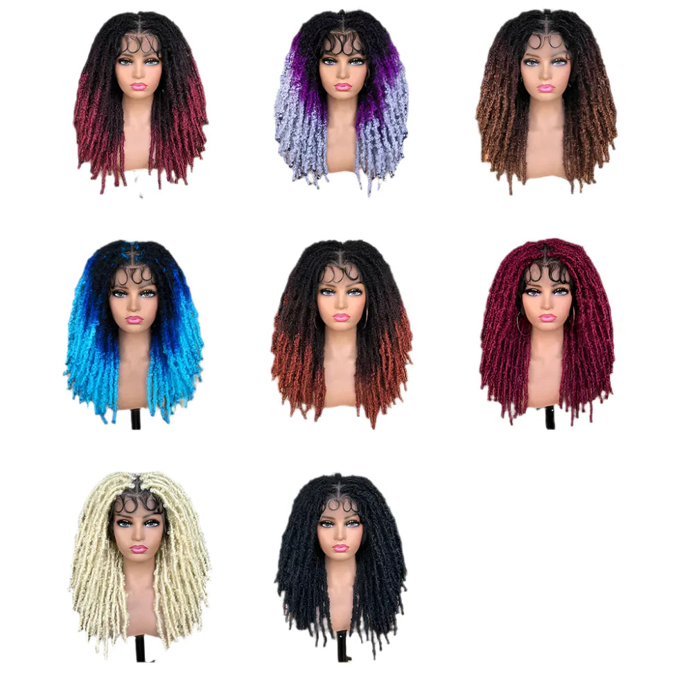 Blue Butterfly Locs Full Lace Braided Wigs For Women Crochet Hair Dreadlocks Meche Faux Locks Braids Extensions Synthetic Hair