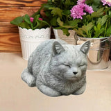 Estatua de gato de resina con adorno de gato, figuras de animales únicas y realistas, escultura de gato de dibujos animados para patio.