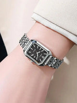 Small niche luxury fashion retro high-end gold steel strip small square watch with temperament women'squartz watch (without box） - Lootquake